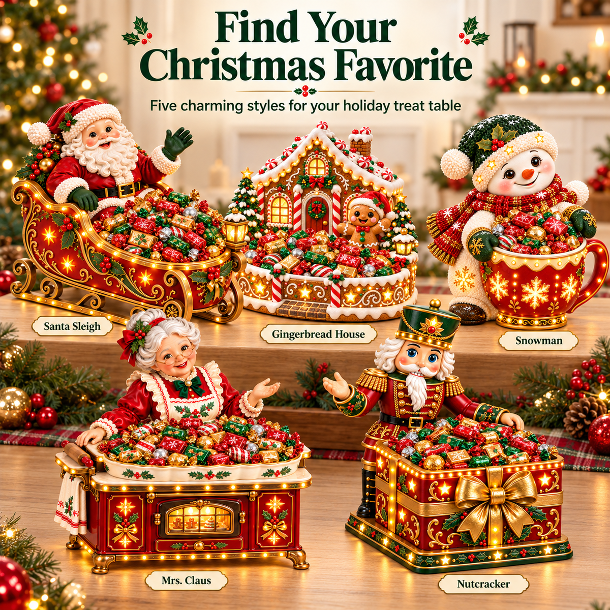 🎄 Light-Up Christmas Candy Bowl – Charming Holiday Tabletop Decor ✨Free Shipping