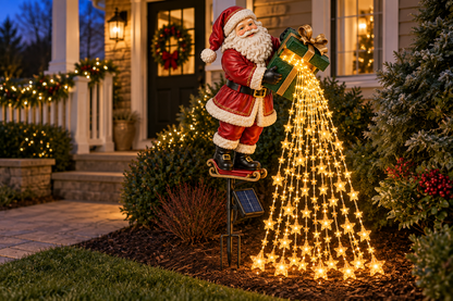 🎄 Christmas Sale ✨ Santa’s Starlight Gift Waterfall – Solar LED Garden Stake Light