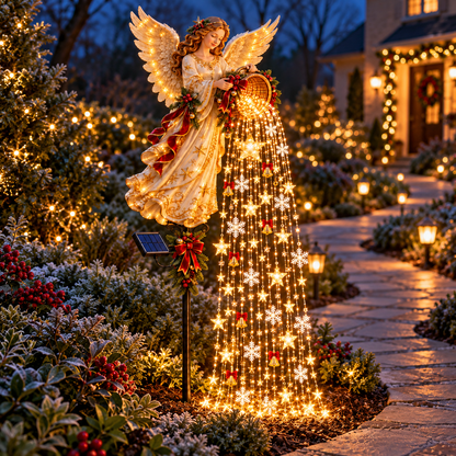 🎄 Christmas Sale – Angel’s Starlight Cascade Solar LED Garden Stake Light ✨