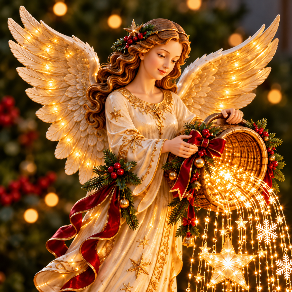 🎄 Christmas Sale – Angel’s Starlight Cascade Solar LED Garden Stake Light ✨