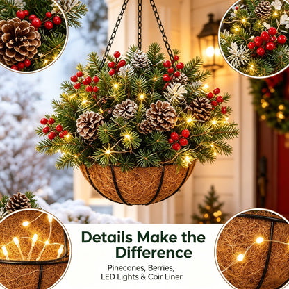 🍂🎄 Seasonal Porch & Garden Decor – Fall Florals & Pre-Lit Christmas Hanging Baskets