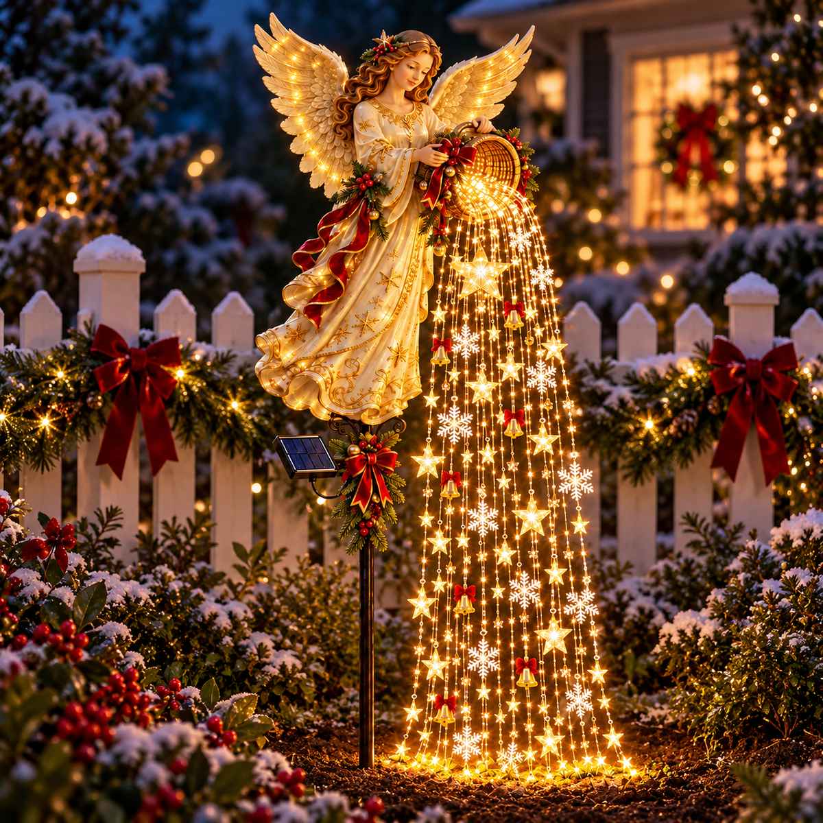 🎄 Christmas Sale – Angel’s Starlight Cascade Solar LED Garden Stake Light ✨