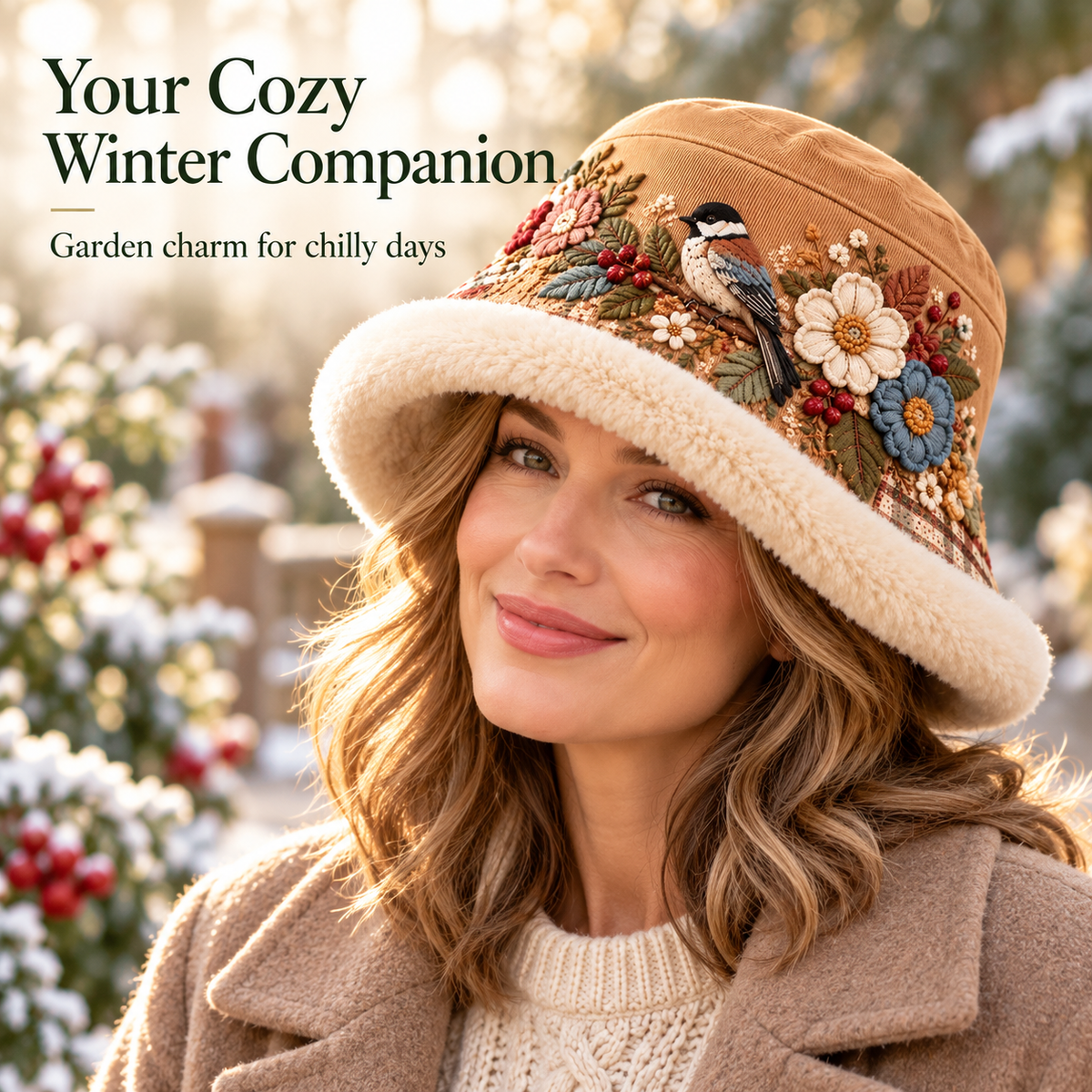 🌸 Women’s Cozy Plush-Lined Winter Bucket Hat – Floral & Animal Designs