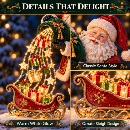 🎅 Santa’s Gift Waterfall Light – Battery-Powered Christmas Decor