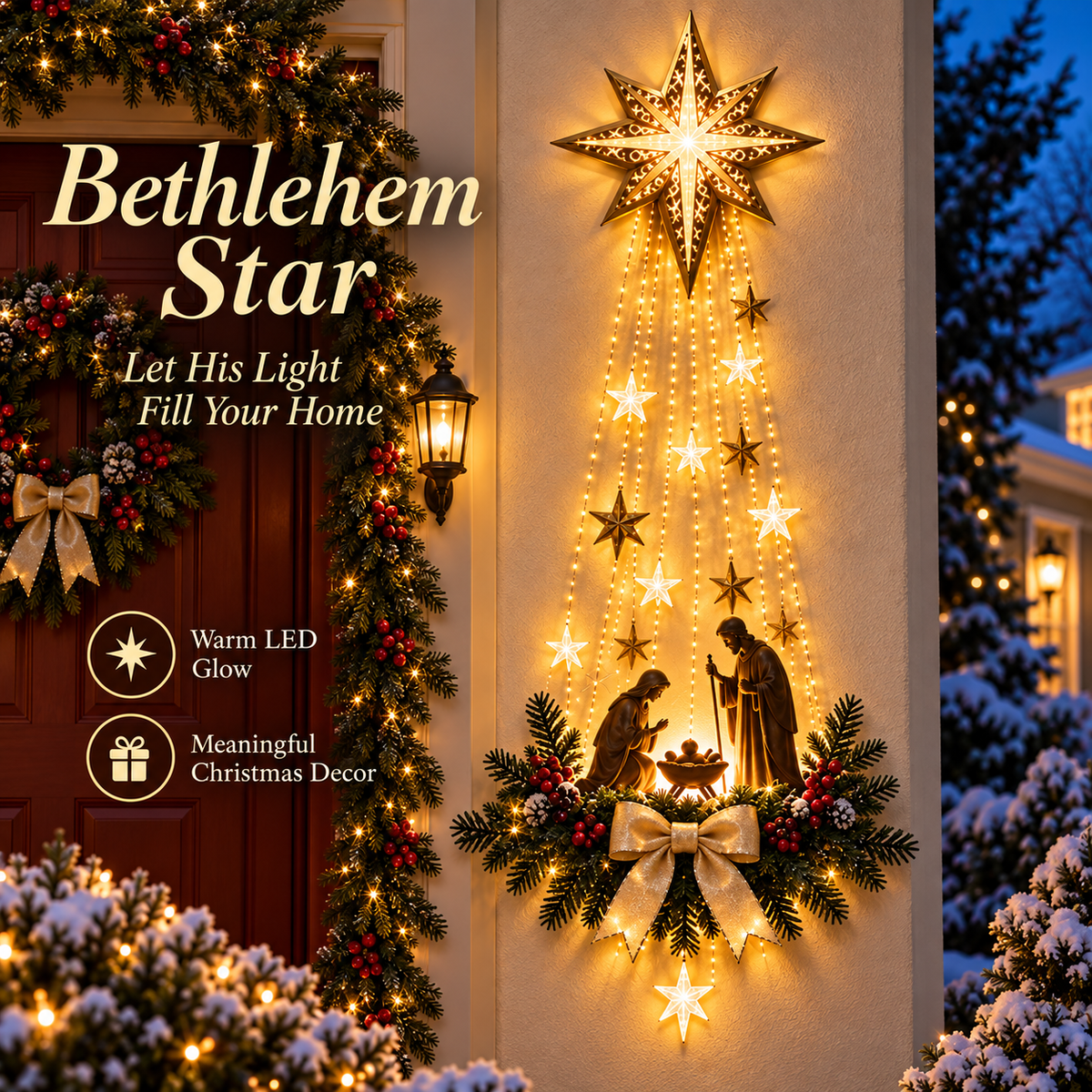 ✨ Last Day – 50% OFF! ✝️ Bethlehem Star of Faith – Lighted Nativity Wall Decor