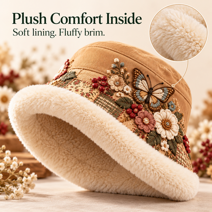 🌸 Women’s Cozy Plush-Lined Winter Bucket Hat – Floral & Animal Designs