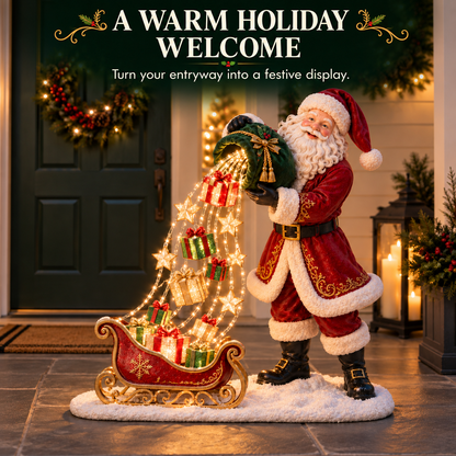 🎅 Santa’s Gift Waterfall Light – Battery-Powered Christmas Decor
