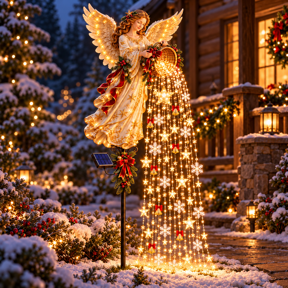🎄 Christmas Sale – Angel’s Starlight Cascade Solar LED Garden Stake Light ✨