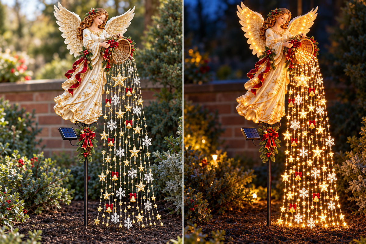 🎄 Christmas Sale – Angel’s Starlight Cascade Solar LED Garden Stake Light ✨