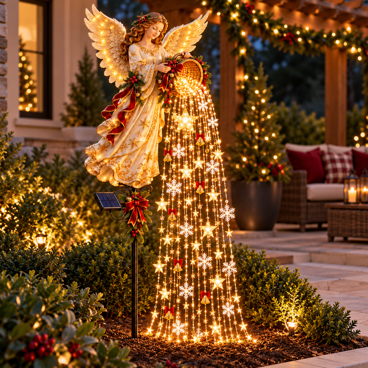 🎄 Christmas Sale – Angel’s Starlight Cascade Solar LED Garden Stake Light ✨