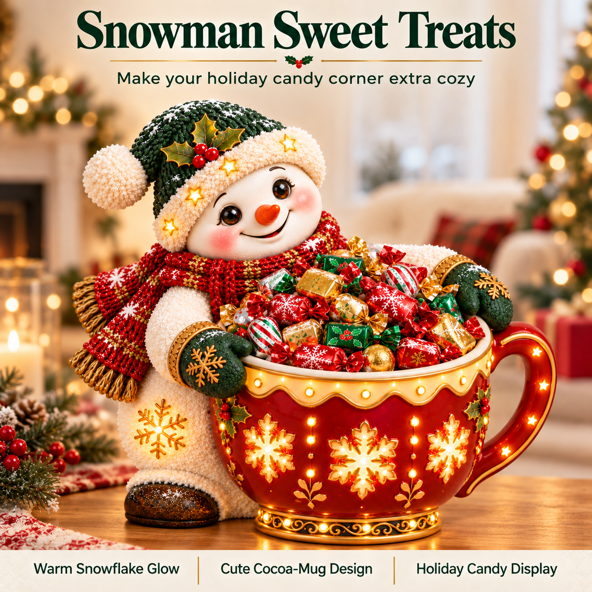 🎄 Light-Up Christmas Candy Bowl – Charming Holiday Tabletop Decor ✨Free Shipping