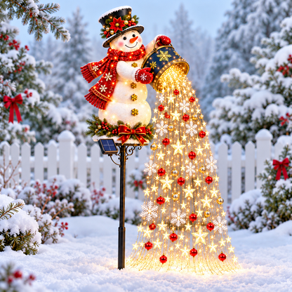 🎄 Christmas Sale – Snowman Starlight Cascade Solar LED Garden Stake Light ☃️