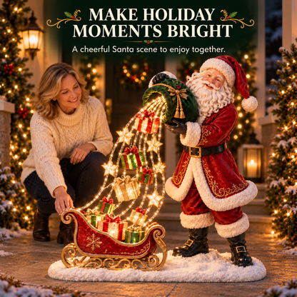 🎅 Santa’s Gift Waterfall Light – Battery-Powered Christmas Decor