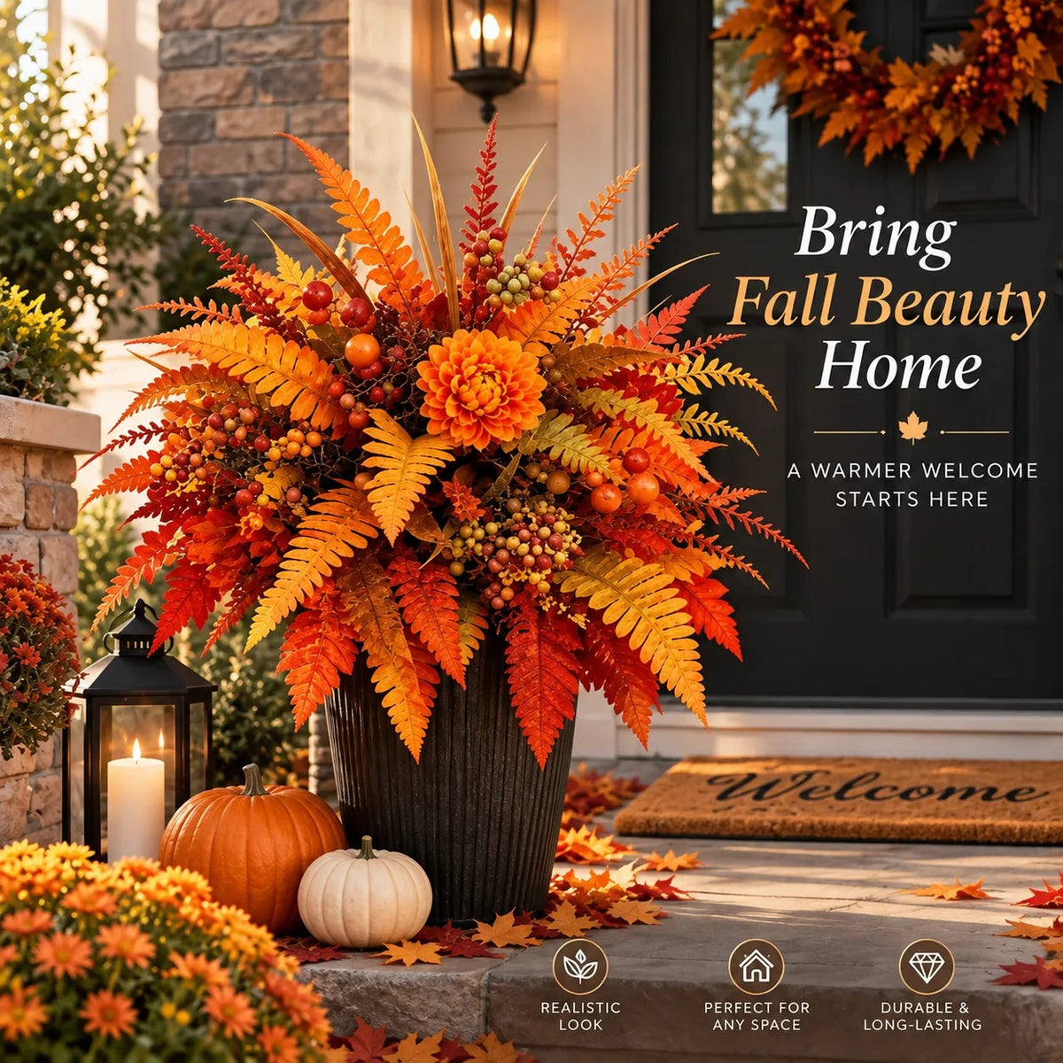 🍂 Autumn Hot Sale | Harvest Welcome Garden Stake Arrangement™ – Instant Fall Color for Porches, Planters & Entryways