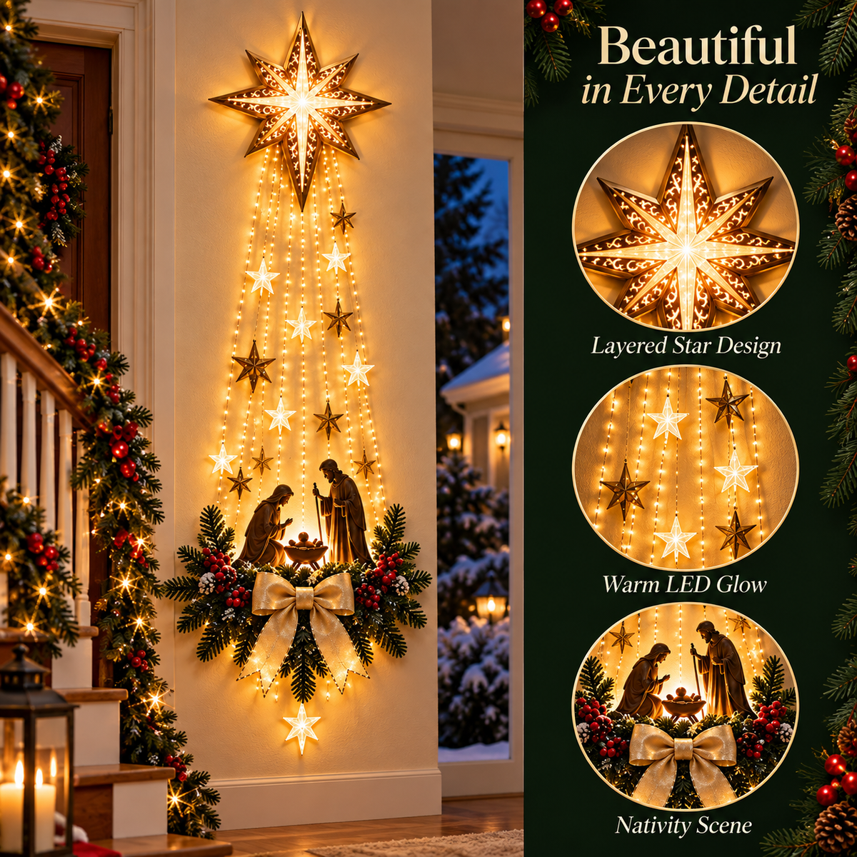 ✨ Last Day – 50% OFF! ✝️ Bethlehem Star of Faith – Lighted Nativity Wall Decor