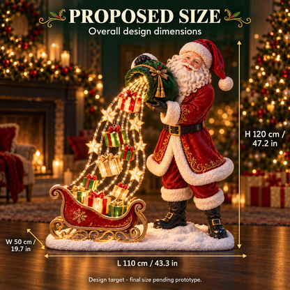 🎅 Santa’s Gift Waterfall Light – Battery-Powered Christmas Decor