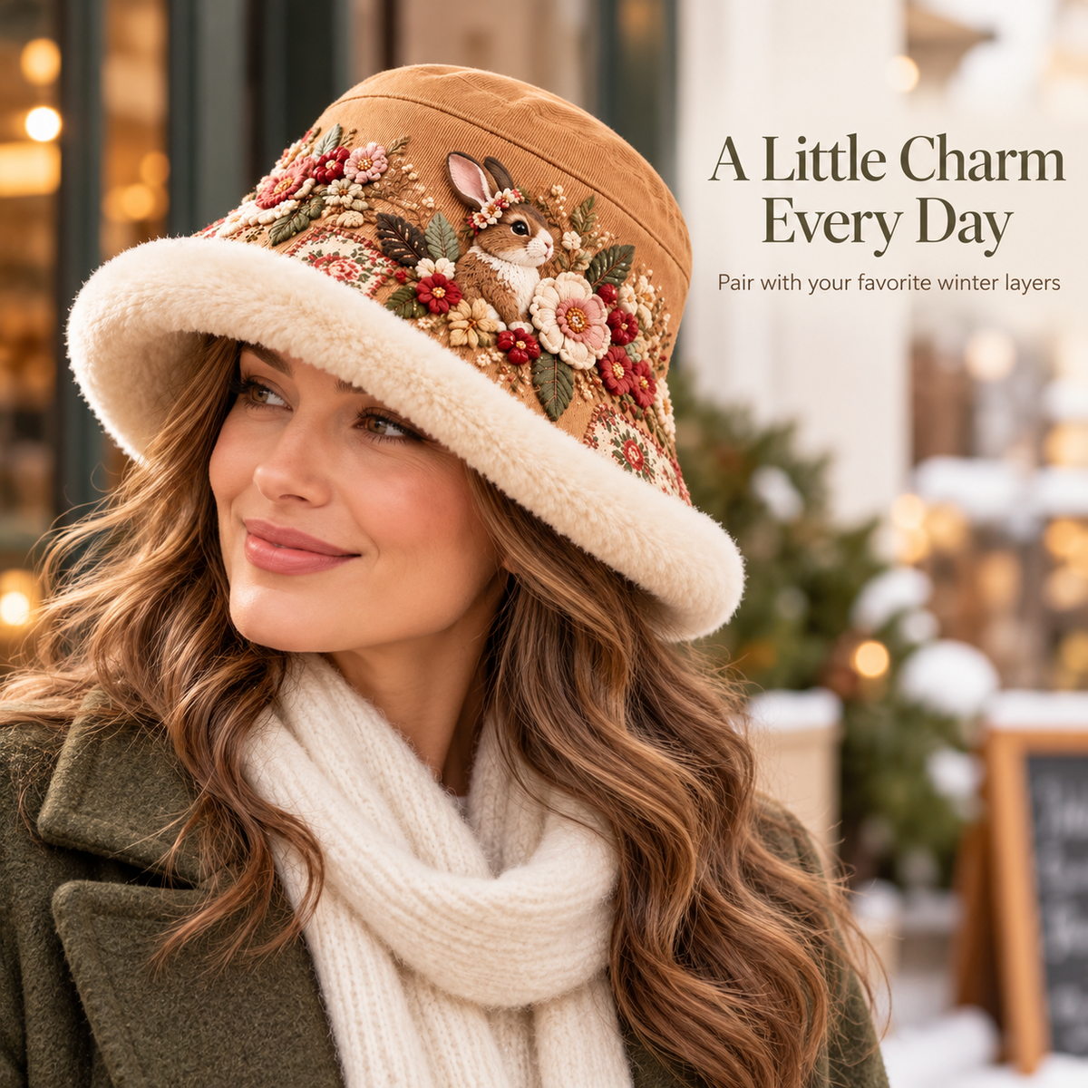 🌸 Women’s Cozy Plush-Lined Winter Bucket Hat – Floral & Animal Designs
