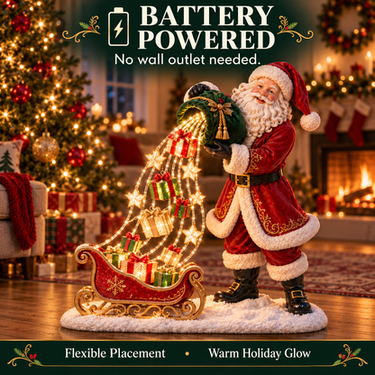🎅 Santa’s Gift Waterfall Light – Battery-Powered Christmas Decor