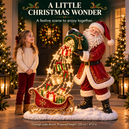 🎅 Santa’s Gift Waterfall Light – Battery-Powered Christmas Decor