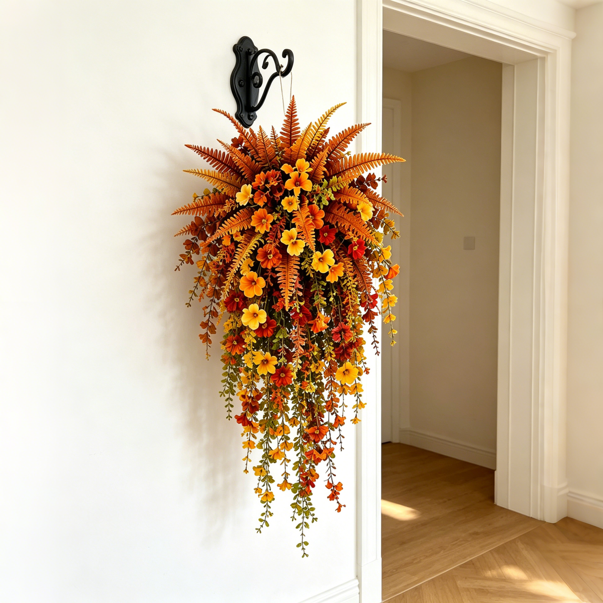 🍂🎄 Seasonal Porch & Garden Decor – Fall Florals & Pre-Lit Christmas Hanging Baskets