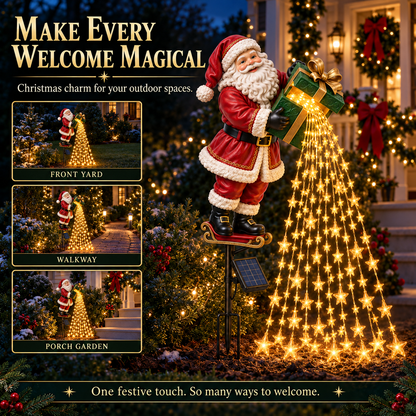 🎄 Christmas Sale ✨ Santa’s Starlight Gift Waterfall – Solar LED Garden Stake Light