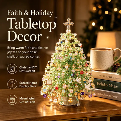 🎄 DIY Beaded Christmas Tree Kit — Warm LED Lights Included | Complete Craft Set: Crystal Beads, Angel Topper, Base & String Lights | Hand-Made Mini Tree That Looks Straight Off a Boutique Shelf | Fun Holiday Project for Kids & Family