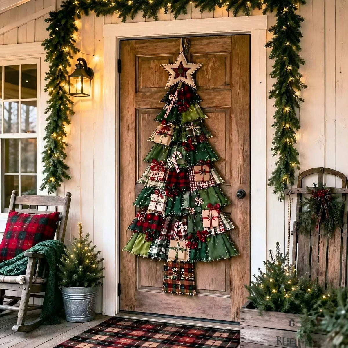 DIY Patchwork Christmas Tree Door Decor