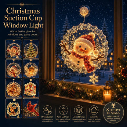 🔥HOT SALE 50% OFF✨🎄Lighted Christmas Window Decoration with Suction Cup | Warm LED Window Light with Double-Layer Design & Multiple Festive Styles Flat Version✨