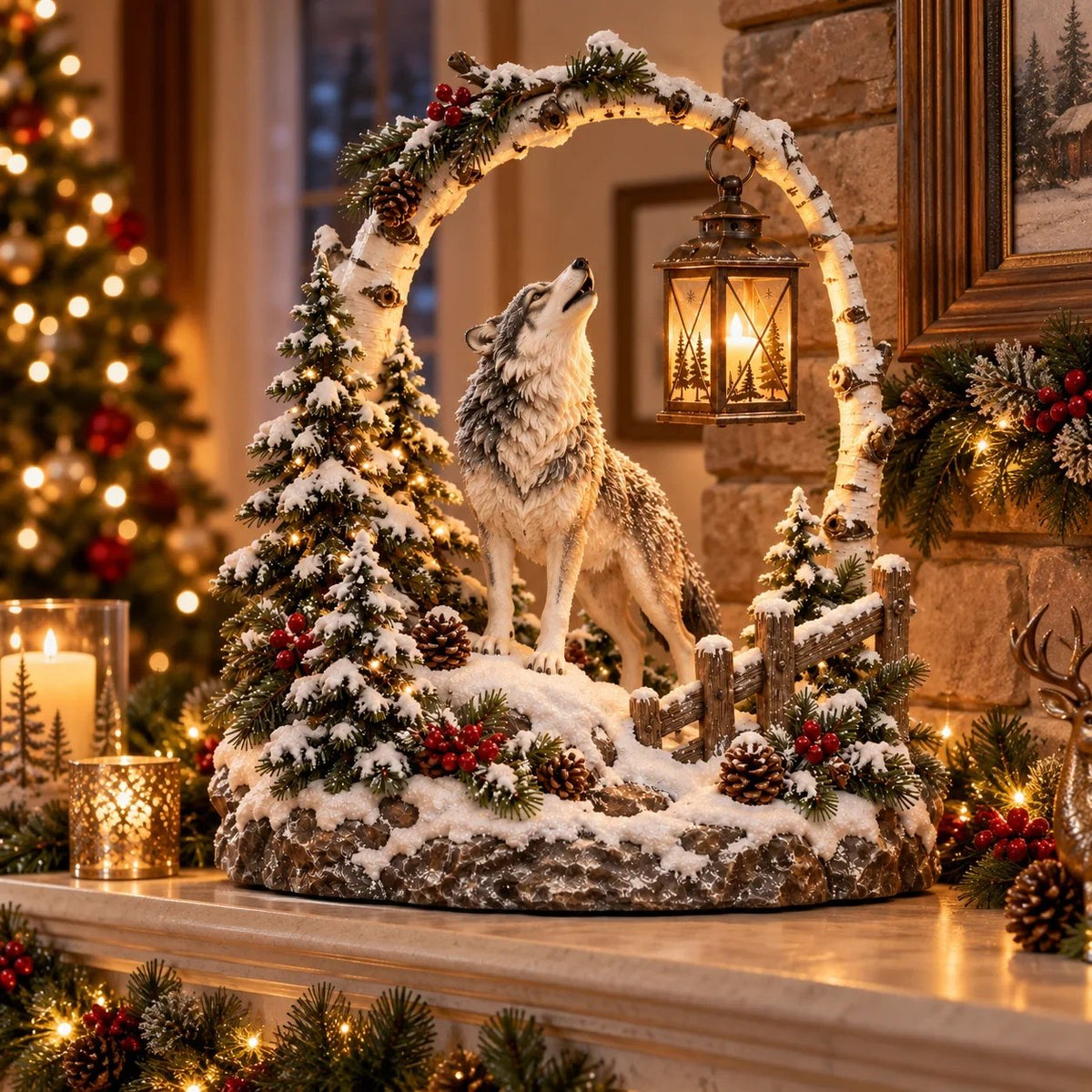 📍🔥50% OFF - 🐻Woodland Bear Family Lantern – Lighted Christmas Forest Tabletop Decor 🎄