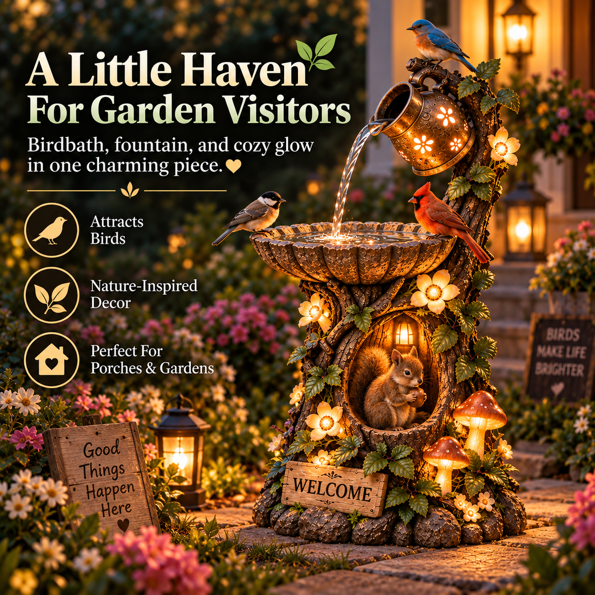 ✨ Holiday Sale 🐿️ Solar Garden Fountain — Bring Your Garden to Life