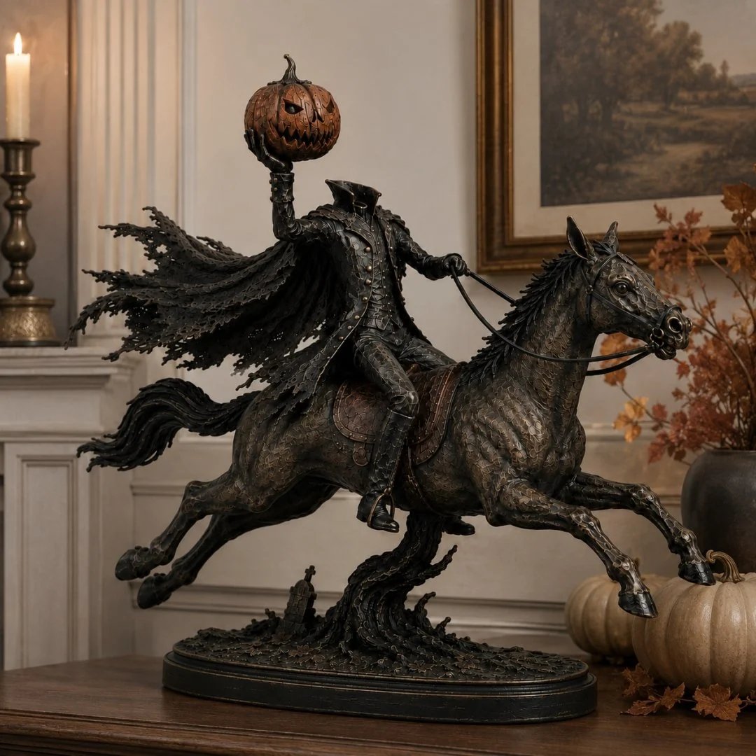 ⏰Limited Stock 50% OFF - 🎃🏇Midnight Chase Headless Horseman Statue