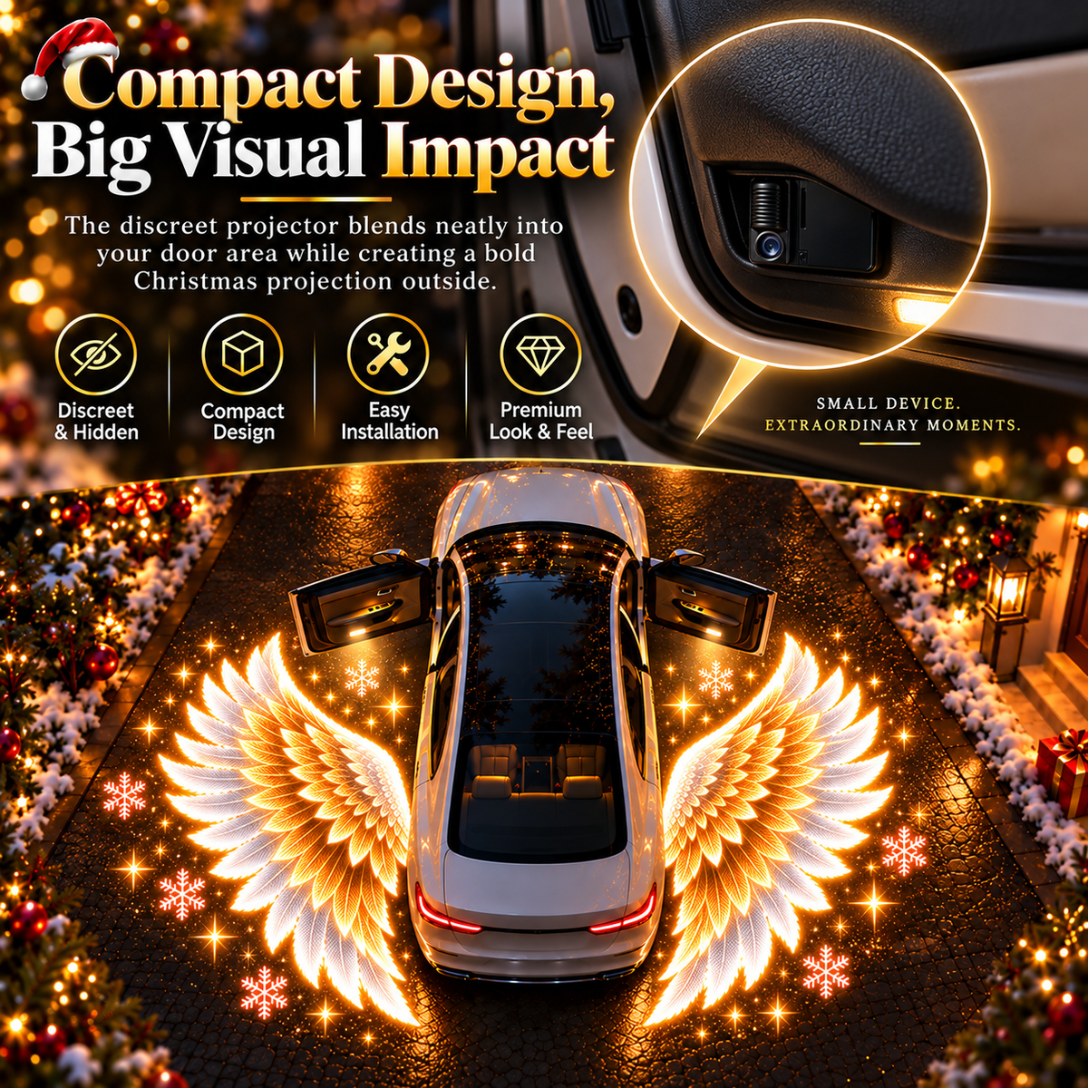 🎄 BUY 1 GET 1 FREE 🎁 Guardian Wings™ – Christmas Angel Wing Car Door Projector Lights (2-Pack) ✨