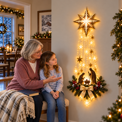 ✨ Last Day – 50% OFF! ✝️ Bethlehem Star of Faith – Lighted Nativity Wall Decor