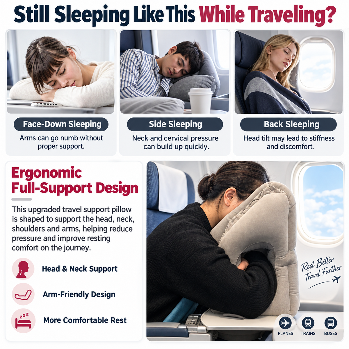 🔥 50% OFF – ✈️Ergonomic Inflatable Travel Pillow | 45° Comfort Support for Better Sleep Anywhere