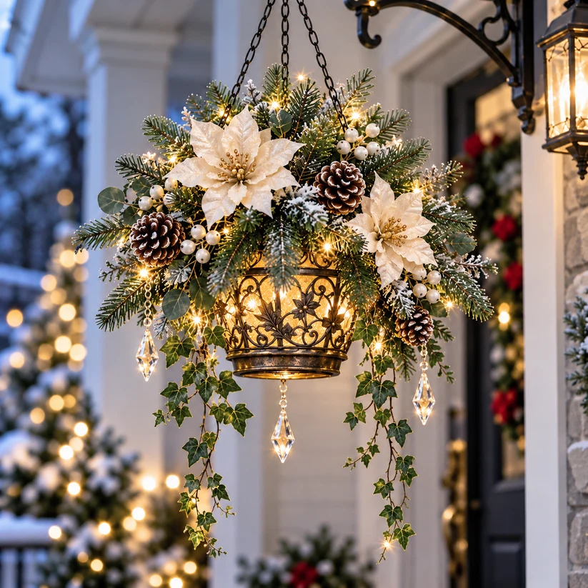 🔥 LAST DAY 50% OFF 🔥🎄 Christmas Porch Glow™ – Pre-Lit Holiday Lantern & Evergreen Decor | 3 Festive Styles