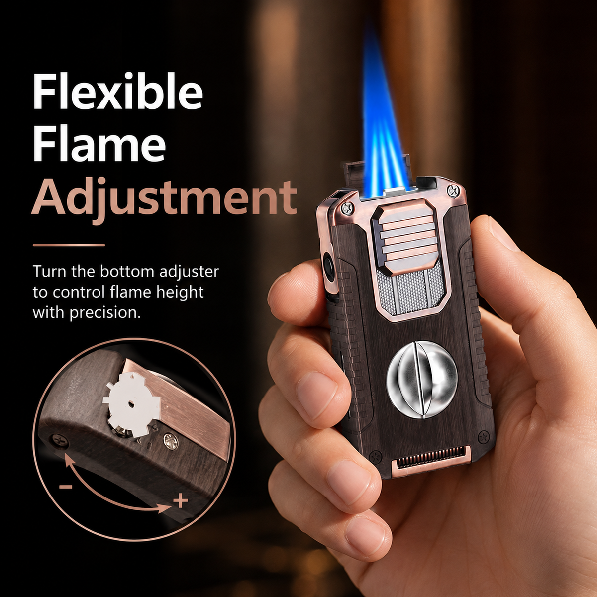 🔥 ForgeLux™ Triple-Flame Refillable Torch Lighter – Vintage Mechanical Edition
