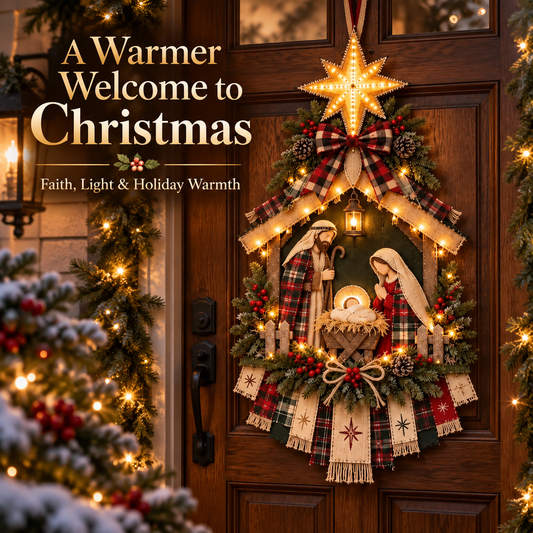 ✝️ Light-Up Christmas Nativity Door Hanger with Radiant Star 🌟