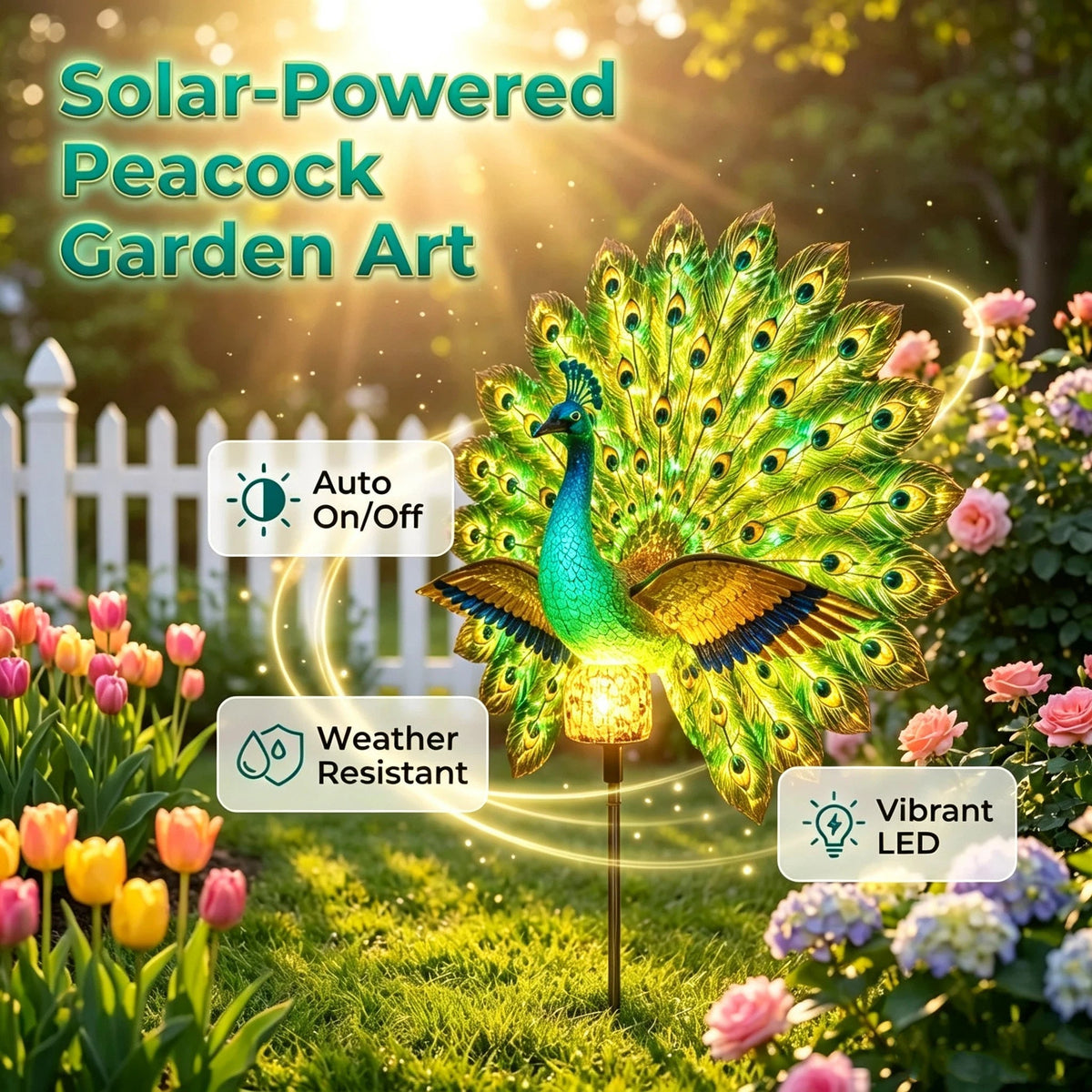 🔥Limited time-50% OFF 🦚Solar Peacock Garden Sculpture Light🌟Transform Your Outdoor Space🏡