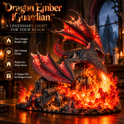 🐉 Dragon Ember Guardian™ – Illuminated Fire-Breathing Dragon Castle Lamp