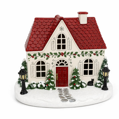 🎄 Mistletoe Lane™ Christmas Cottage Diffuser – Light-Up Christmas Village with Magical Chimney Mist ✨