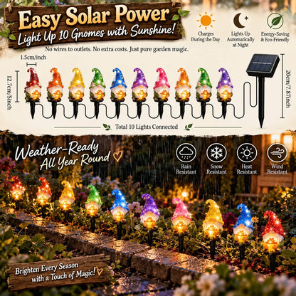 🎄 10-Piece Solar Christmas Gnome Garden Lights | Pathway Décor