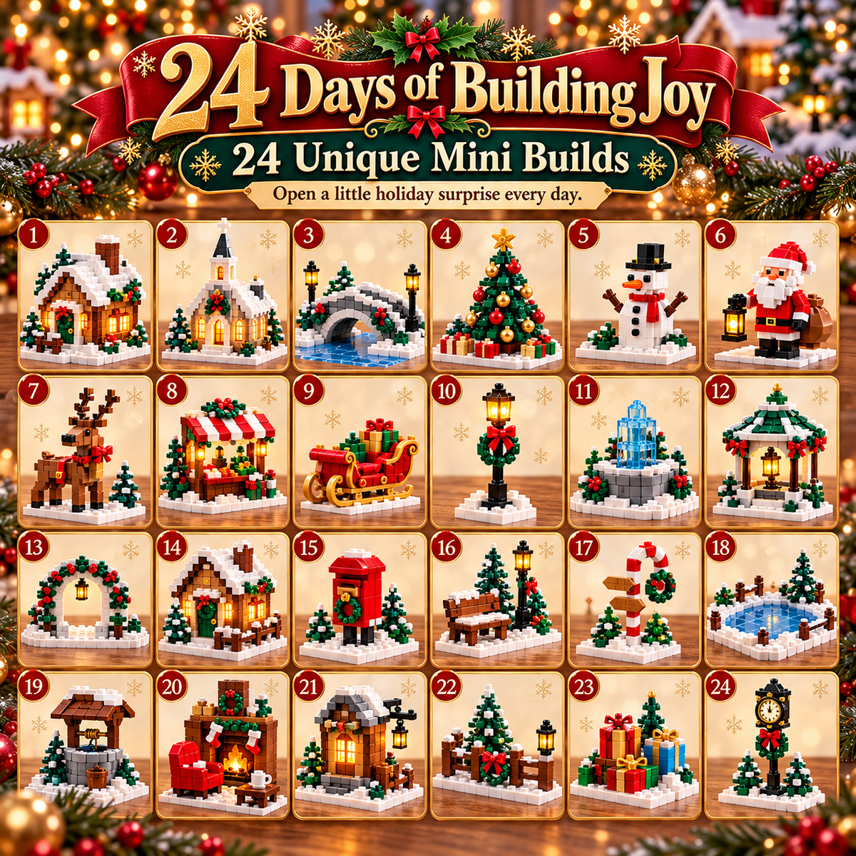 🎄 Christmas Village Brick Advent Calendar — 24 Days of Buildable Holiday Surprises ✨