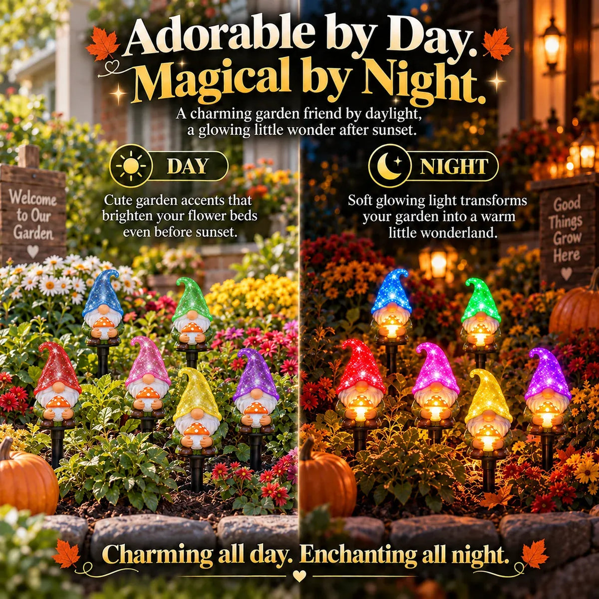 🎄 10-Piece Solar Christmas Gnome Garden Lights | Pathway Décor