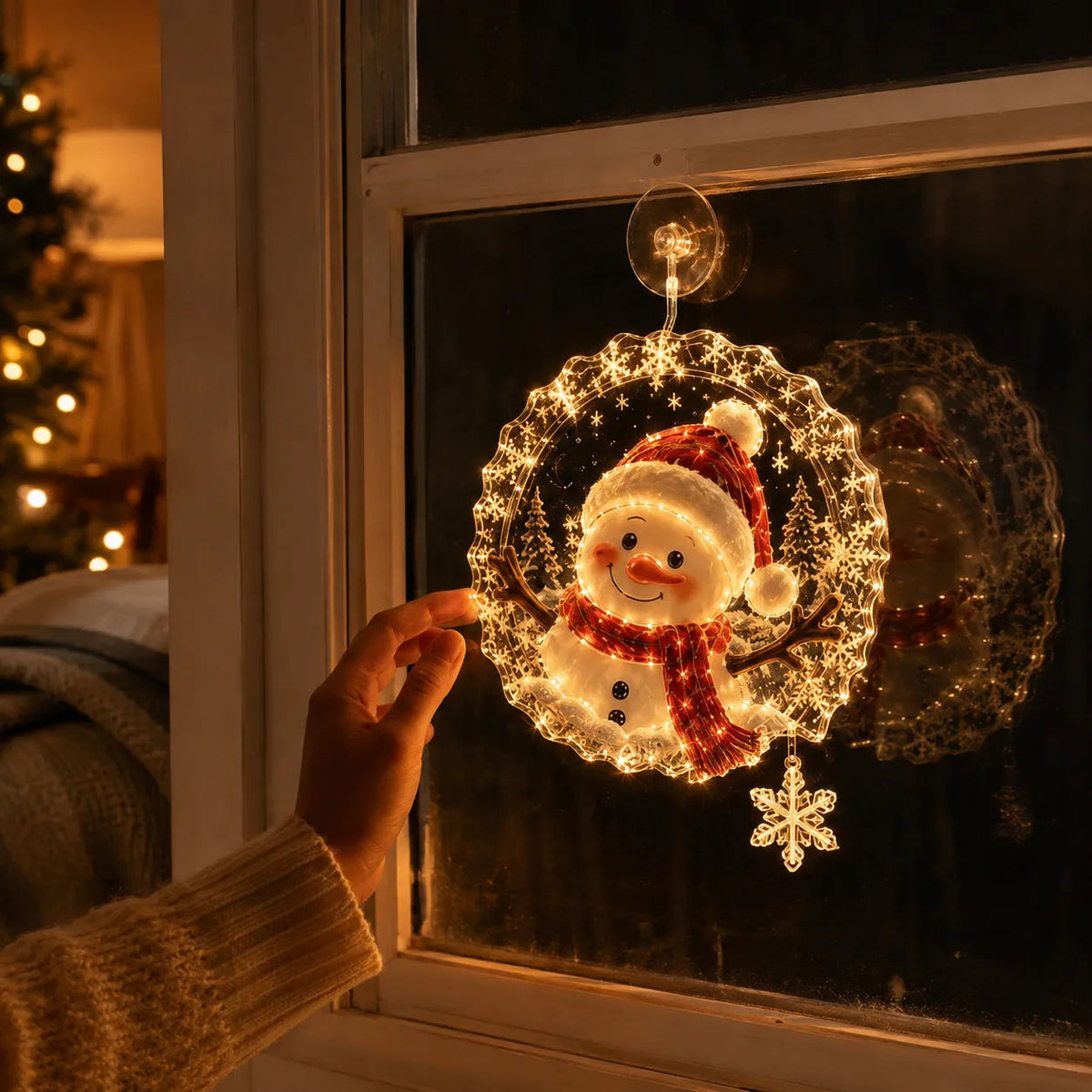 🔥HOT SALE 50% OFF✨🎄Lighted Christmas Window Decoration with Suction Cup | Warm LED Window Light with Double-Layer Design & Multiple Festive Styles Flat Version✨