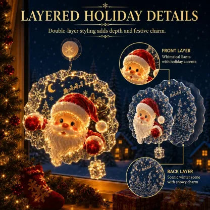 🔥HOT SALE 50% OFF✨🎄Lighted Christmas Window Decoration with Suction Cup | Warm LED Window Light with Double-Layer Design & Multiple Festive Styles Flat Version✨