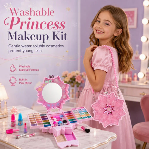💯50% OFF !! ⏰ Washable Princess Makeup Set – Non‑irritating, trays & portable case 🎀