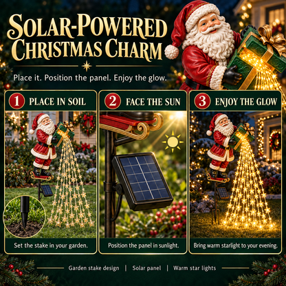 🎄 Christmas Sale ✨ Santa’s Starlight Gift Waterfall – Solar LED Garden Stake Light