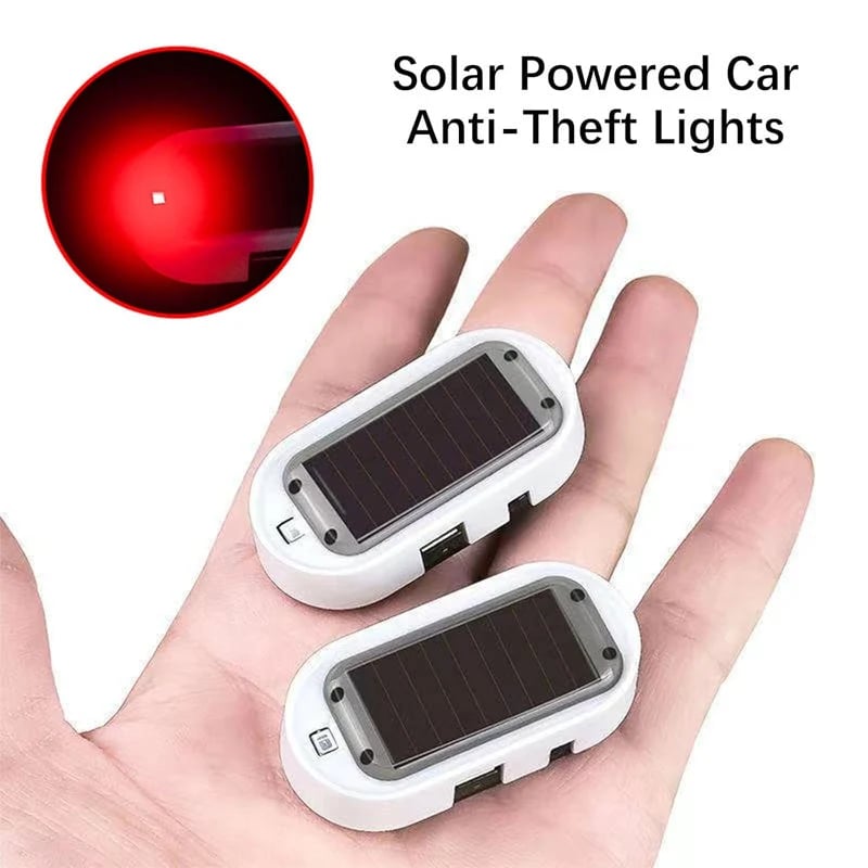 🚗🌞Solar Car Anti-Theft Light – solar + USB charged, auto-flashes at night. Realistic LED mimics active alarm – deters thieves without wiring. 🛡️