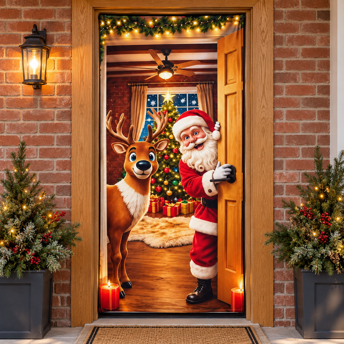🎄 Christmas Door Cover – Bring Holiday Magic to Your Front Door