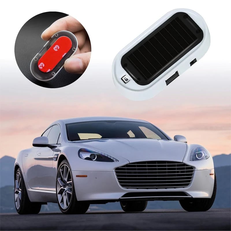 🚗🌞Solar Car Anti-Theft Light – solar + USB charged, auto-flashes at night. Realistic LED mimics active alarm – deters thieves without wiring. 🛡️